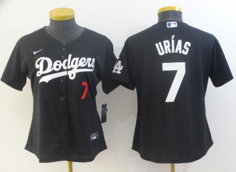 women's los angeles dodgers #7 julio urias BLACK jersey