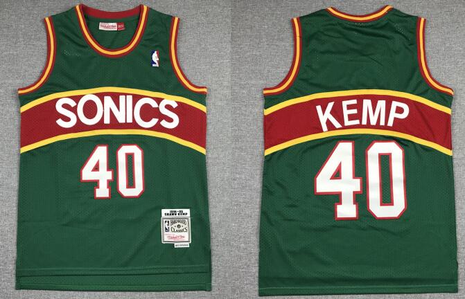 Seattle SuperSonics 40 Shawn Kemp throwback nba Jersey Men Style