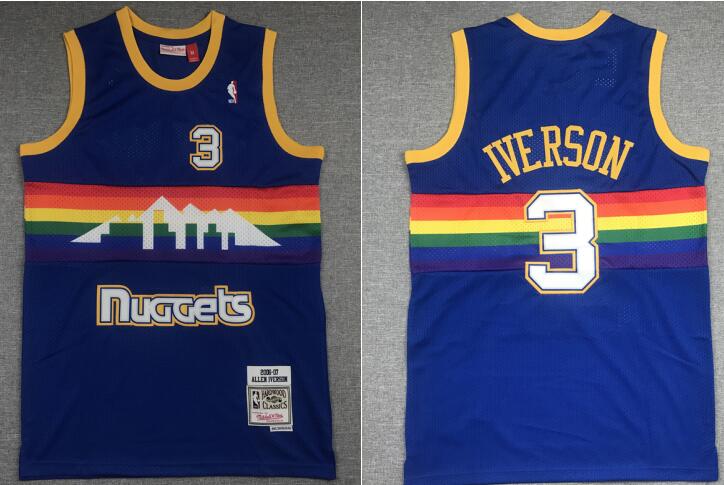 Rainbow 3 Allen Iverson Stitched Hardwood Classics Jersey