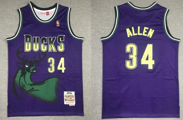 Men's Milwaukee Bucks #34 Ray Allen Throwback Jersey