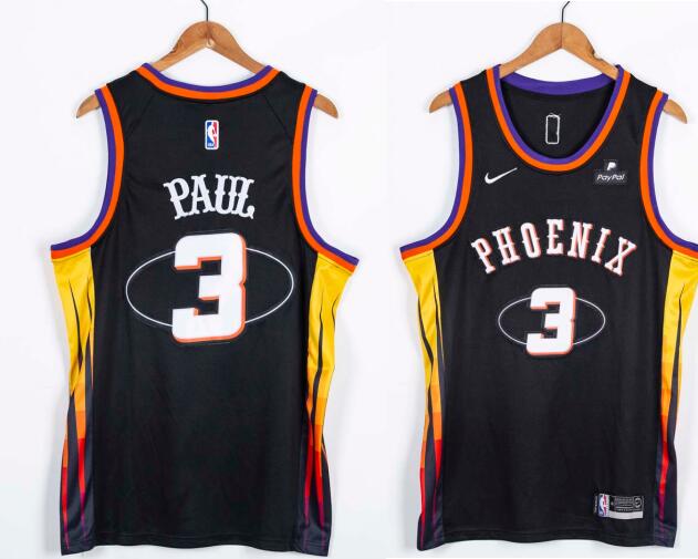 Men's Phoenix Suns #3 Chris Paul Black NBA Stitched Jersey  75th anniversary