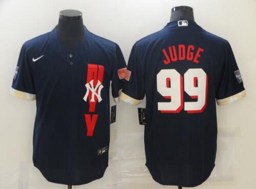 Men's New York Yankees #99 Aaron Judge 2021 Navy All-Star Cool Base Stitched MLB Jersey