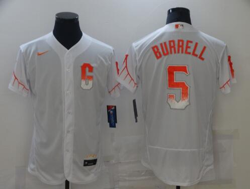 Men's San Francisco Giants #5 Pat Burrell White 2021 City Connect Stitched MLB Flex Base Nike Jersey