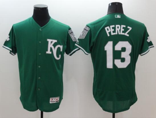 Men Kansas City Royals 13 Perez Green Elite 2021 MLB Jerseys