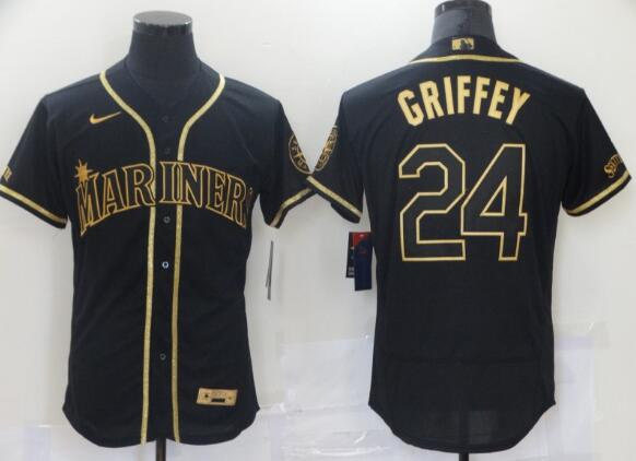 Men Seattle Mariners 24 Griffey Black Elite Nike 2021 MLB Jerseys
