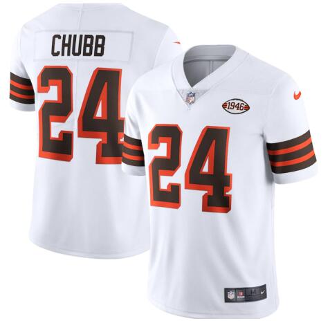 Men's Cleveland Browns Nick Chubb Nike White 1946 Collection Stitched Jersey