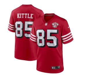 Men's San Francisco 49ers #85 George Kittle Scarlet 75th Anniversary Game Nike Jersey