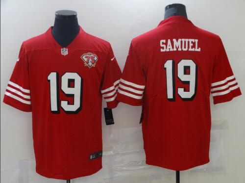 Men's San Francisco 49ers #19 Deebo Samuel Scarlet 75th Anniversary Nike Jersey