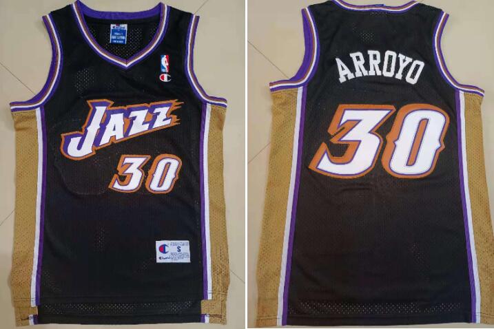 Men Jazz Carlos Arroyo Throwback Black Jersey