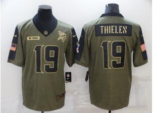 Men's Minnesota Vikings #19 Adam Thielen 2021 Olive Salute To Service Limited Stitched Jersey
