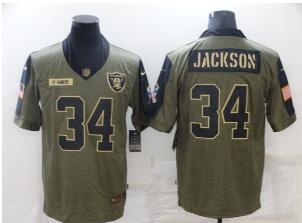 Men's Las Vegas Raiders #34 Bo Jackson Nike Olive 2021 Salute To Service Retired Player Limited Jersey