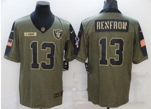 Men's Las Vegas Raiders #13 Hunter Renfrow 2021 Olive Salute To Service Limited Stitched Jersey