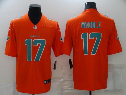 Men's DOLPHINS JAYLEN WADDLE INVERTED LEGEND ORANGE JERSEY