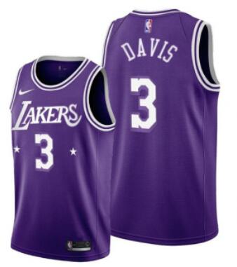 Men's Purple Los Angeles Lakers #3 Anthony Davis 2021-22 City Edition Stitched Jersey