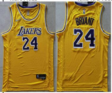 Men's Los Angeles Lakers #24 Kobe Bryant 75th Anniversary Diamond Gold 2021 Stitched Basketball Jersey