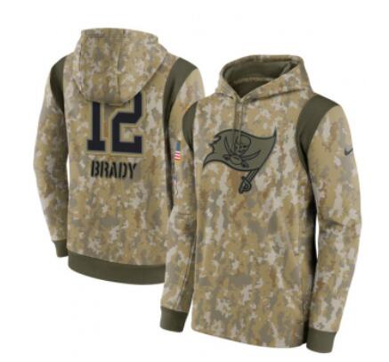 Men's Tampa Bay Buccaneers #12 Tom Brady Camo 2021 Salute To Service Therma Performance Pullover Hoodie