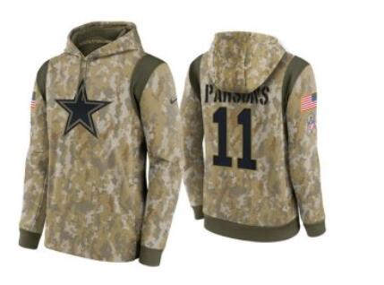 Men's Dallas Cowboys #11 Micah Parsons Camo 2021 Salute To Service Therma Performance Pullover Hoodie
