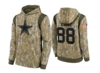 Men's Dallas Cowboys #88 CeeDee Lamb Camo 2021 Salute To Service Therma Performance Pullover Hoodie