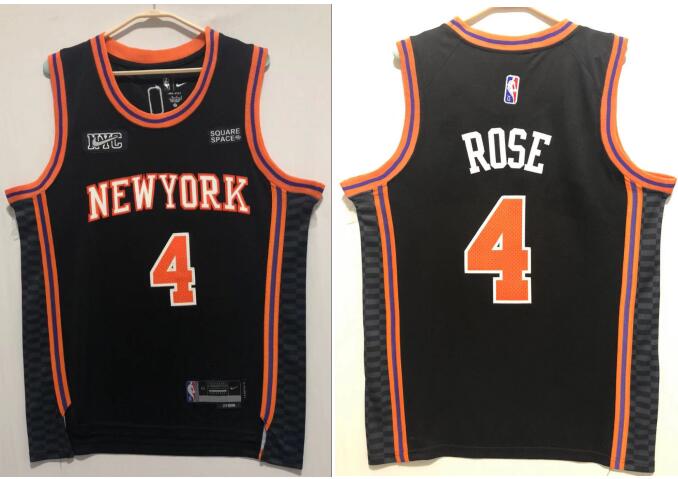 New York Knicks Derrick Rose Black stitched Jersey