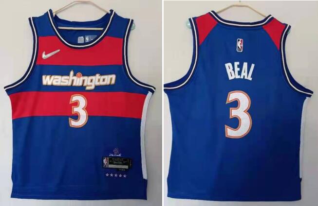 Nike men's 2021-22 City Edition Washington Wizards Bradley Beal #3 Blue Jersey