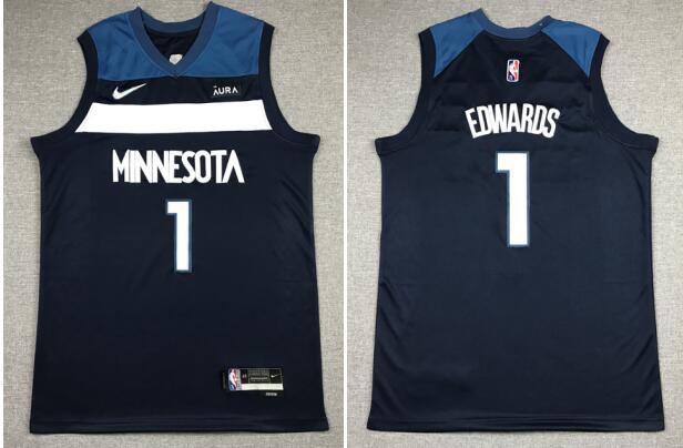 Nike Men's 2021-22 City Edition Minnesota Timberwolves Anthony Edwards #1 stitched  jersey