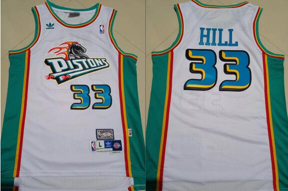 Detroit Pistons 33 Grant Hill white jersey