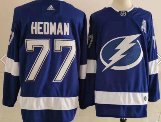 Men's Tampa Bay Lightning #77 Victor Hedman Blue Authentic Jersey