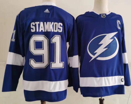 Men's Tampa Bay Lightning #91 Steven Stamkos Authentic C ptach Home Adidas Jersey