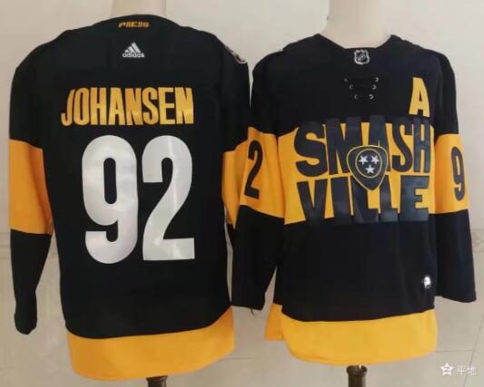 Men's Nashville Predators #92 Ryan Johansen Black 2022 Stadium Series adidas Stitched NHL Jersey