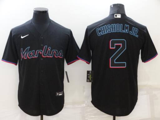 MEN'S MIAMI MARLINS JAZZ CHISHOLM JR. BLACK  Stitched JERSEY