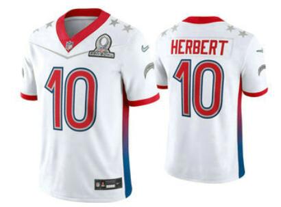 Men's Los Angeles Chargers #10 Justin Herbert White 2022 Pro Bowl Vapor Untouchable Stitched Limited Jersey