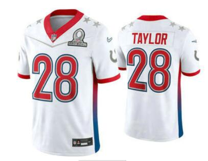 Men's Indianapolis Colts #28 Jonathan Taylor White 2022 Pro Bowl Vapor Untouchable Stitched Limited Jersey