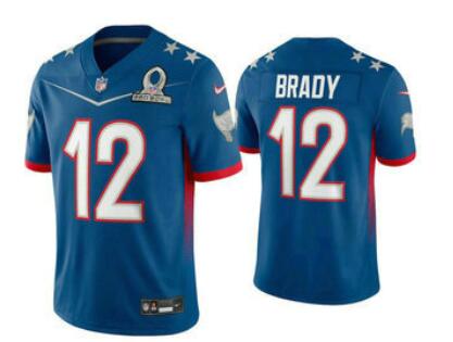 Men's Tampa Bay Buccaneers #12 Tom Brady Blue 2022 Pro Bowl Vapor Untouchable Stitched Limited Jersey