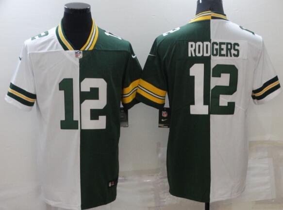 Men's Green Bay Packers Aaron Rodgers Nike Green Split stitched Jersey