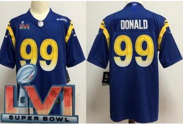Men's Los Angeles Rams #99 Aaron Donald Limited Royal 2022 Super Bowl LVI Bound Vapor Jersey