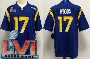 Men's Los Angeles Rams #17 Robert Woods Limited Blue 2022 Super Bowl LVI Bound Vapor Jersey