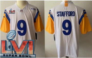 Men's Los Angeles Rams #9 Matthew Stafford Limited White Alternate 2022 Super Bowl LVI Bound Vapor Jersey