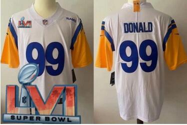 Men's Los Angeles Rams #99 Aaron Donald Limited White Alternate 2022 Super Bowl LVI Bound Vapor Jersey