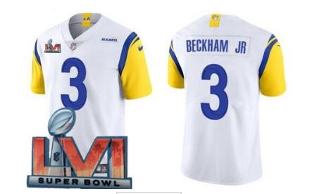 Men's Los Angeles Rams #3 Odell Beckham Jr Limited White Alternate 2022 Super Bowl LVI Bound Vapor Jersey