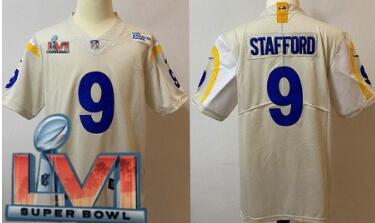 Men's Los Angeles Rams #9 Matthew Stafford Limited Bone 2022 Super Bowl LVI Bound Vapor Jersey