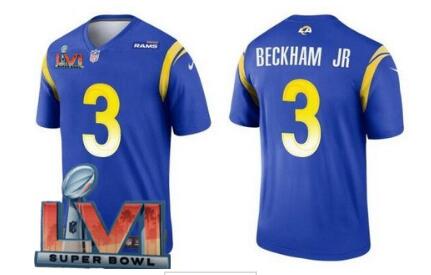 Men's Los Angeles Rams #3 Odell Beckham Jr Limited Blue 2022 Super Bowl LVI Bound Vapor Jersey