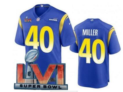 Men's Los Angeles Rams #40 Von Miller Limited Royal 2022 Super Bowl LVI Bound Vapor Jersey