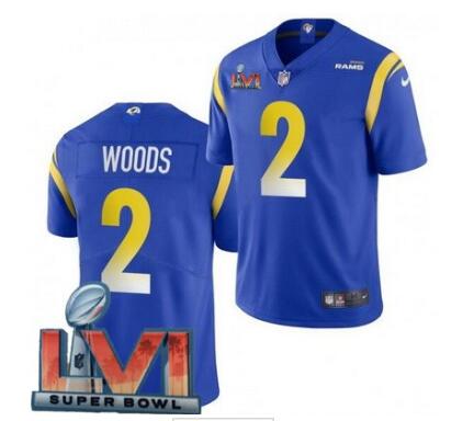 Men's Los Angeles Rams #2 Robert Woods Limited Blue 2022 Super Bowl LVI Bound Vapor Jersey