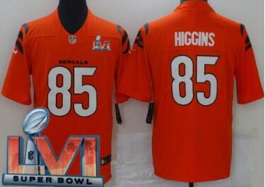 Men's Cincinnati Bengals #85 Tee Higgins Limited Orange 2022 Super Bowl LVI Bound Vapor Jersey