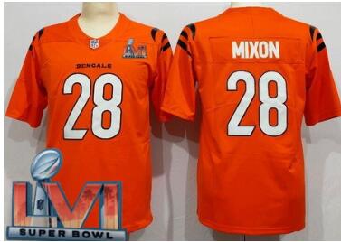 Men's Cincinnati Bengals #28 Joe Mixon Limited Orange 2022 Super Bowl LVI Bound Vapor Jersey