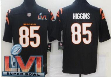 Men's Cincinnati Bengals #85 Tee Higgins Limited Black 2022 Super Bowl LVI Bound Vapor Jersey