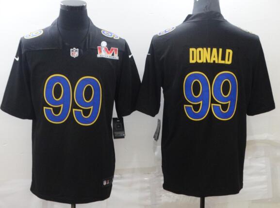 Men's Los Angeles Rams #99 Aaron Donald  Nike Black Super Bowl LVI stitched  Jersey