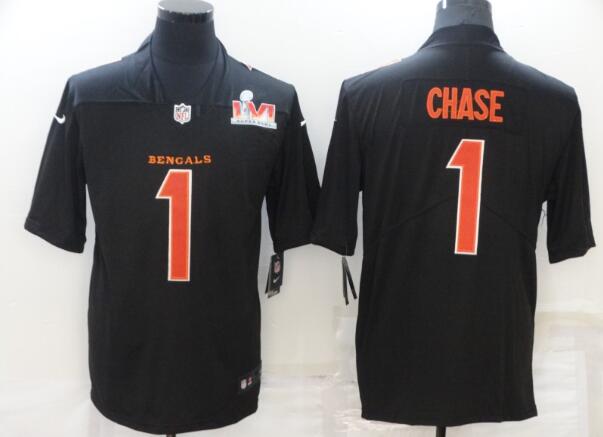 Men's Cincinnati Bengals #1 Ja'Marr Chase Limited Black 2022 Super Bowl LVI Bound Vapor Jersey