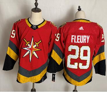 Men's Vegas Golden Knights #29 Marc-Andre Fleury Red Adidas 2020-21 Alternate Authentic Player NHL Jersey