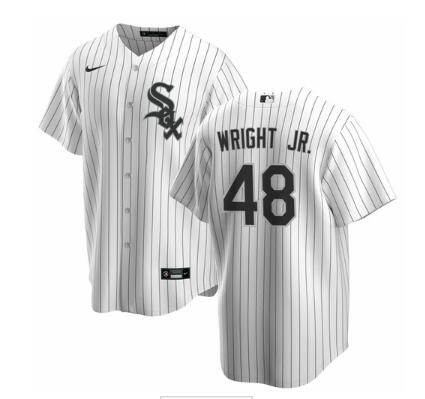 Men's Chicago White Sox #48 Mike Wright Jr.White Pinstripe Stitched MLB Cool Base Nike Jersey